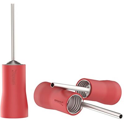 AUPROTEC Lot de 10 cosses à broches 0,5-1,5 mm² Rouge Longueur de la tige : 10 mm En PVC partiellement isolé En cuivre étamé Forme de broche - Publicité AUPROTEC Lot de 10 cosses à broches 0,5-1,5 mm² Rouge Longueur de la tige : 10 mm En PVC partiellement isolé En cuivre étamé Forme de broche - Publicité