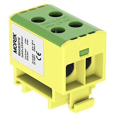 MOREK Bloc de distribution F. AL/CU Convient 4 x 2,5–35 mm2 jaune/vert 5 broches. 1000 V AC/DC Pince isolert OTL 35–2 maa2 035y10 4054 - Publicité MOREK Bloc de distribution F. AL/CU Convient 4 x 2,5–35 mm2 jaune/vert 5 broches. 1000 V AC/DC Pince isolert OTL 35–2 maa2 035y10 4054 - Publicité