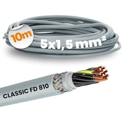 Lapp 0026252 ÖLFLEX CLASSIC FD 810 CY Câble de commande en PVC, 5 x 1,5 mm², avec conducteur de protection vert/jaune, compatible avec les chaînes de remorquage, câble de commande blindé 5 fils gris, - Publicité Lapp 0026252 ÖLFLEX CLASSIC FD 810 CY Câble de commande en PVC, 5 x 1,5 mm², avec conducteur de protection vert/jaune, compatible avec les chaînes de remorquage, câble de commande blindé 5 fils gris, - Publicité