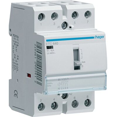 Hager Contactor, D/N 40A, 4NA, 230V - Publicité Hager Contactor, D/N 40A, 4NA, 230V - Publicité