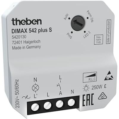 Theben 5420130 DIMAX 542 plus S I Variateur universel encastré I avec détection automatique de charge I Variateur I 230 V - Publicité Theben 5420130 DIMAX 542 plus S I Variateur universel encastré I avec détection automatique de charge I Variateur I 230 V - Publicité