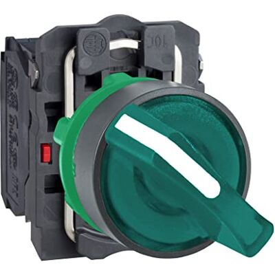 Schneider Electric XB5AK123G5 Harmony bouton tournant lumineux vert, à manette, 2 positions, plastique collerette, 1O+1F, 22 mm diamètre de fixation, 120V - Publicité Schneider Electric XB5AK123G5 Harmony bouton tournant lumineux vert, à manette, 2 positions, plastique collerette, 1O+1F, 22 mm diamètre de fixation, 120V - Publicité