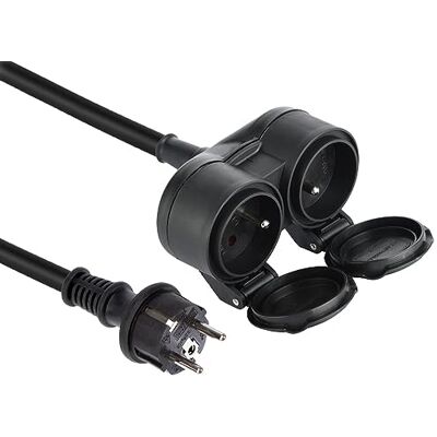 Electraline 208482 Rallonge Professionnel Biplite multiprise 2 prises avec capuchon 5m câble H07RN-F 3G1.5mm² - Publicité Electraline 208482 Rallonge Professionnel Biplite multiprise 2 prises avec capuchon 5m câble H07RN-F 3G1.5mm² - Publicité