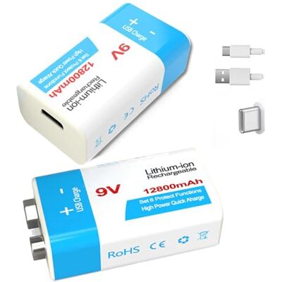 SSCYHT Batterie Rechargeable 9V Batterie Li-ION 9V 12800mAh pour alarmes/Microphones/détecteurs fumée/Jouets/Lampes Poche et Autres appareils électriques Batterie Secours,12800mah 2pcs - Publicité SSCYHT Batterie Rechargeable 9V Batterie Li-ION 9V 12800mAh pour alarmes/Microphones/détecteurs fumée/Jouets/Lampes Poche et Autres appareils électriques Batterie Secours,12800mah 2pcs - Publicité
