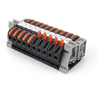 DIYCUT Bornier Rail Din, 10 Borniers Électriques 0,08-4 mm² avec Rail Din 10cm, Connecteur Électrique à Connexion Rapide pour Ingénierie Électrique et Projets de Bricolage (Noir) - Publicité DIYCUT Bornier Rail Din, 10 Borniers Électriques 0,08-4 mm² avec Rail Din 10cm, Connecteur Électrique à Connexion Rapide pour Ingénierie Électrique et Projets de Bricolage (Noir) - Publicité