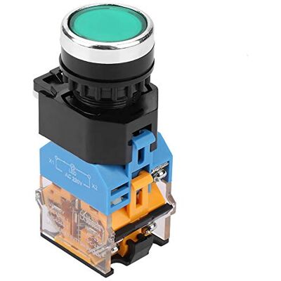 Broco Momentary Switch, Commutateur à bouton-poussoir momentané en métal Commutateur à bouton-poussoir 22mm à tête plate verte avec lumière LED 220V - Publicité Broco Momentary Switch, Commutateur à bouton-poussoir momentané en métal Commutateur à bouton-poussoir 22mm à tête plate verte avec lumière LED 220V - Publicité