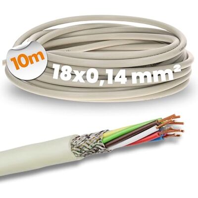 Lapp 10 mètres 0034318 LiYCY Câble de commande blindé 18 x 0,14 mm² I Câble de données en PVC gris I Câble de connexion de LED I Câble de commande à 18 fils pour armoires électriques - Publicité Lapp 10 mètres 0034318 LiYCY Câble de commande blindé 18 x 0,14 mm² I Câble de données en PVC gris I Câble de connexion de LED I Câble de commande à 18 fils pour armoires électriques - Publicité