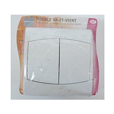 Arnould Double inter va et vient blanc à encastrer complet avec plaque sous blister INITIA 59002 - Publicité Arnould Double inter va et vient blanc à encastrer complet avec plaque sous blister INITIA 59002 - Publicité