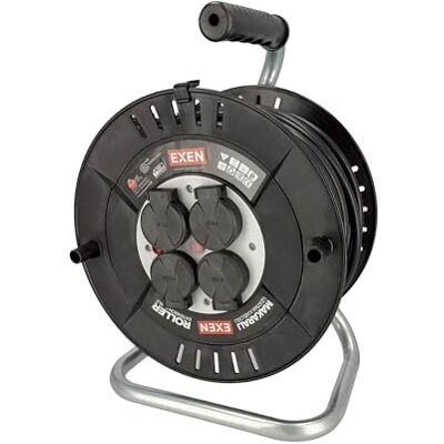 EXEN Enrouleur Électrique 40 m 4 Prises Type E avec Terre Enrouleur Ménager et Rallonge Électrique 3×2,5 mm² 230V IP44 3300W Enrouleur de Câble d'Exteriéur pour Jardin, Chantier, Garage - Publicité EXEN Enrouleur Électrique 40 m 4 Prises Type E avec Terre Enrouleur Ménager et Rallonge Électrique 3×2,5 mm² 230V IP44 3300W Enrouleur de Câble d'Exteriéur pour Jardin, Chantier, Garage - Publicité