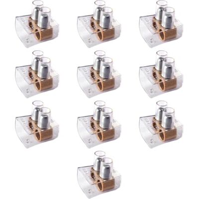Electron 10 Bornes forbox double, bipolaire, section 2x 16mm² 16mmq, 2 pôles, borne pour câblage forbox, cloches, en polycarbonate et laiton, pour boîtes de dérivation, 500V 76A - Publicité Electron 10 Bornes forbox double, bipolaire, section 2x 16mm² 16mmq, 2 pôles, borne pour câblage forbox, cloches, en polycarbonate et laiton, pour boîtes de dérivation, 500V 76A - Publicité