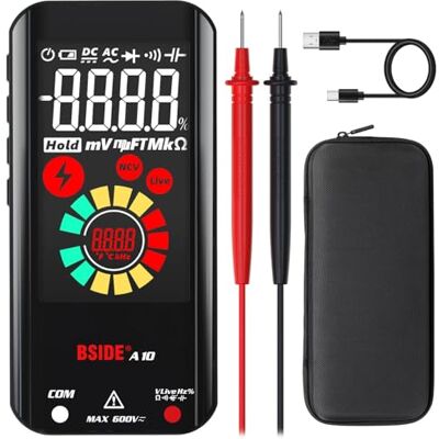 BSIDE A10 Mini Multimètre Numérique Rechargeable Grand LCD Couleur 6000 Comptes Testeur Automatique de Tension Résistance et Continuité, Testeur Capacité Diode NCV avec Bip Sonore Lampe de poche - Publicité BSIDE A10 Mini Multimètre Numérique Rechargeable Grand LCD Couleur 6000 Comptes Testeur Automatique de Tension Résistance et Continuité, Testeur Capacité Diode NCV avec Bip Sonore Lampe de poche - Publicité
