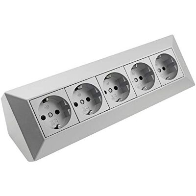 ChiliTec Bloc de prise d'angle 5 prises – Multiprise 230 V – Montage et prise encastrée pour cuisine, atelier, argenté - Publicité ChiliTec Bloc de prise d'angle 5 prises – Multiprise 230 V – Montage et prise encastrée pour cuisine, atelier, argenté - Publicité