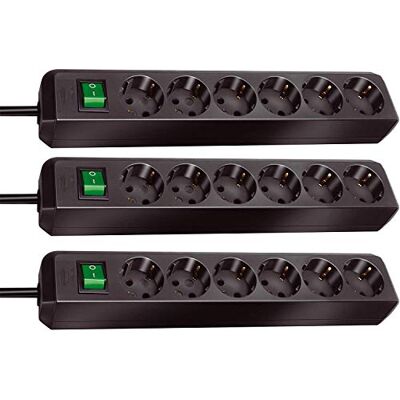 Brennenstuhl Eco-Line Lot de 3 multiprises 6 prises avec sécurité enfant, interrupteur et câble de 1,5 m Noir - Publicité Brennenstuhl Eco-Line Lot de 3 multiprises 6 prises avec sécurité enfant, interrupteur et câble de 1,5 m Noir - Publicité