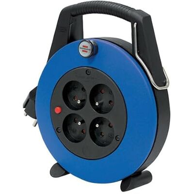 Brennenstuhl Enrouleur de câble Confort-Line CL-L/Petit enrouleur électrique 4 prises de courant (5m H05VV-F, disjoncteur, bouton tournant, crochet, en intérieur, fabriqué en France) noir/bleu - Publicité Brennenstuhl Enrouleur de câble Confort-Line CL-L/Petit enrouleur électrique 4 prises de courant (5m H05VV-F, disjoncteur, bouton tournant, crochet, en intérieur, fabriqué en France) noir/bleu - Publicité