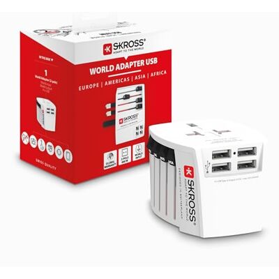 SKROSS 1.302961 Antichoc SÉCURITAIRE pour Les Enfants. Adaptateur de Voyage Universel 2 pôles Plus 4 Ports USB Type-A 4,8 A Tension et Puissance : 100 V – 250 W/250 V – 625 W - Publicité SKROSS 1.302961 Antichoc SÉCURITAIRE pour Les Enfants. Adaptateur de Voyage Universel 2 pôles Plus 4 Ports USB Type-A 4,8 A Tension et Puissance : 100 V – 250 W/250 V – 625 W - Publicité