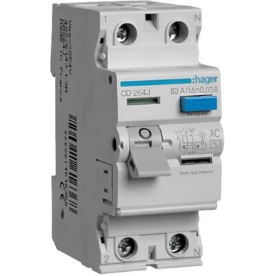 Hager Cd264j Interrupteur Différentiel 63a 30ma Bipolaire Type Ac Bornes Alignées - Publicité Hager Cd264j Interrupteur Différentiel 63a 30ma Bipolaire Type Ac Bornes Alignées - Publicité