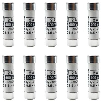Electron Lot de 10 fusibles cylindriques 8 x 32 8,5 x 32 mm, 400 V 4 A, intervention retardée, avec indicateur de fusion, usage civil CF, en céramique, stéatite, utilisation gG, puissance interruption (lk) - Publicité Electron Lot de 10 fusibles cylindriques 8 x 32 8,5 x 32 mm, 400 V 4 A, intervention retardée, avec indicateur de fusion, usage civil CF, en céramique, stéatite, utilisation gG, puissance interruption (lk) - Publicité