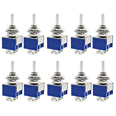 BE-TOOL Lot de 10 mini interrupteurs à bascule DPDT 2 positions ON-ON AC 6 A/125 V 6 broches (Bleu) - Publicité BE-TOOL Lot de 10 mini interrupteurs à bascule DPDT 2 positions ON-ON AC 6 A/125 V 6 broches (Bleu) - Publicité