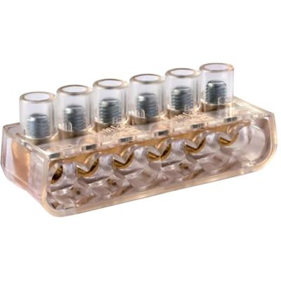 Electron 1 Bornier forbox 6 pôles, section 5x 6mm² 6mmq, 1x 10mm² 10mmq, 6 trous, bornier pour câblage forbox, cloches, en polycarbonate et laiton, pour boîtes de dérivation, 450V 41A - Publicité Electron 1 Bornier forbox 6 pôles, section 5x 6mm² 6mmq, 1x 10mm² 10mmq, 6 trous, bornier pour câblage forbox, cloches, en polycarbonate et laiton, pour boîtes de dérivation, 450V 41A - Publicité