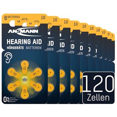 Ansmann Piles pour appareils auditifs 10 1,4 V (120 pièces) – Piles auditives Made in Germany – Piles Plates de Type 10 A10 P10 PR70 10AE DA10 10HPX AZA10 DA10N6 - Publicité Ansmann Piles pour appareils auditifs 10 1,4 V (120 pièces) – Piles auditives Made in Germany – Piles Plates de Type 10 A10 P10 PR70 10AE DA10 10HPX AZA10 DA10N6 - Publicité