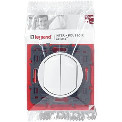 Legrand Poussoir + interrupteur ou va-et-vient Céliane Soft Blanc - Publicité Legrand Poussoir + interrupteur ou va-et-vient Céliane Soft Blanc - Publicité