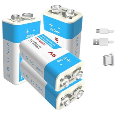 SSCYHT Batterie Rechargeable 9V Batterie Li-ION 9V 12800mAh pour alarmes/Microphones/détecteurs fumée/Jouets/Lampes Poche et Autres appareils électriques Batterie Secours,12800mah 4pcs - Publicité SSCYHT Batterie Rechargeable 9V Batterie Li-ION 9V 12800mAh pour alarmes/Microphones/détecteurs fumée/Jouets/Lampes Poche et Autres appareils électriques Batterie Secours,12800mah 4pcs - Publicité