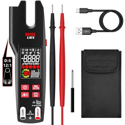 BSIDE U6X Testeur Électrique Pince Ampèremétrique Ouverte AC DC 600A avec Thermomètre IR Amélioré 12:1 LCD Couleur 9999 Comptes VFC Multimètre Numérique Intelligent TRMS avec Batterie Rechargeable - Publicité BSIDE U6X Testeur Électrique Pince Ampèremétrique Ouverte AC DC 600A avec Thermomètre IR Amélioré 12:1 LCD Couleur 9999 Comptes VFC Multimètre Numérique Intelligent TRMS avec Batterie Rechargeable - Publicité