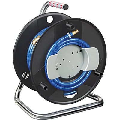 Brennenstuhl Bobine avec Tuyau à Air Comprimé Enroulable 20 Mètres, Fabriqué en Autriche, Tuyau 20m, Ø-6/12 mm, Enrouleur Compact, Solide et Robuste, Pression Maximale du Tuyau 15 bars, Noir/Bleu - Publicité Brennenstuhl Bobine avec Tuyau à Air Comprimé Enroulable 20 Mètres, Fabriqué en Autriche, Tuyau 20m, Ø-6/12 mm, Enrouleur Compact, Solide et Robuste, Pression Maximale du Tuyau 15 bars, Noir/Bleu - Publicité