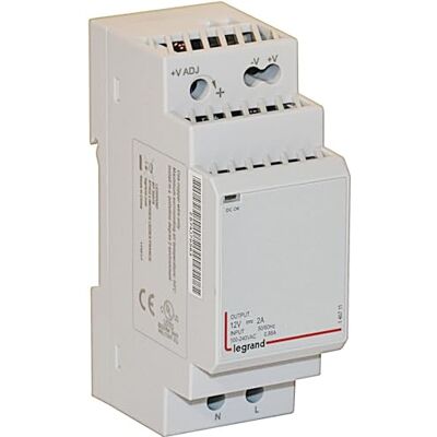 Legrand Alimentation à découpage monophasée 24W 2A 2 modules - Publicité Legrand Alimentation à découpage monophasée 24W 2A 2 modules - Publicité