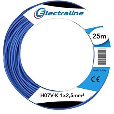 Electraline 15162 Couronne de Cable H07 V-K 1X2,5 25M Bleu - Publicité Electraline 15162 Couronne de Cable H07 V-K 1X2,5 25M Bleu - Publicité