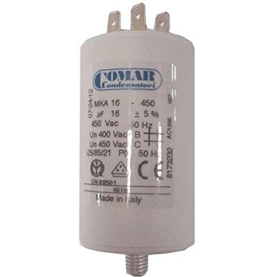 COMAR Condensateur 16 uf (µF) 450V pour démarrage Moteur dimension 40 X 70 mm pour pompes de piscine, compresseur, portail,spa, etc Garantie 1 AN - Publicité COMAR Condensateur 16 uf (µF) 450V pour démarrage Moteur dimension 40 X 70 mm pour pompes de piscine, compresseur, portail,spa, etc Garantie 1 AN - Publicité