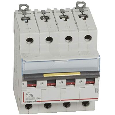 Legrand Disjoncteur DX³ 10000-16kA 4P 400V~ 25A courbe C 4 modules - Publicité Legrand Disjoncteur DX³ 10000-16kA 4P 400V~ 25A courbe C 4 modules - Publicité