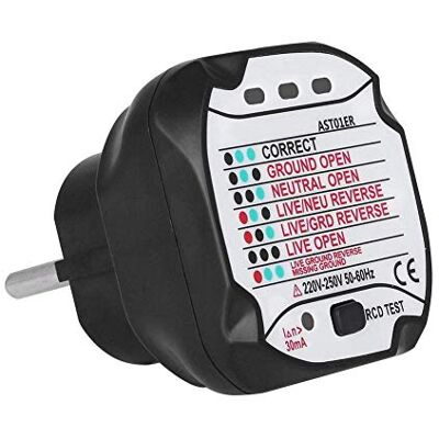 Walfront Testeur de Prise, BSIDE AST01 Socket Tester, Testeur de Prises de Courant Détecteur de Circuit Électrique Automatique (220V EU Plug) - Publicité Walfront Testeur de Prise, BSIDE AST01 Socket Tester, Testeur de Prises de Courant Détecteur de Circuit Électrique Automatique (220V EU Plug) - Publicité