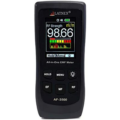 LATNEX AF-3500 Appareil de mesure des champs électromagnétiques, détecteur et lecteur de fréquences radio avec certificat – Il mesure RF, champs électriques et magnétiques à 3 axes Gauss ou Tesla - Publicité LATNEX AF-3500 Appareil de mesure des champs électromagnétiques, détecteur et lecteur de fréquences radio avec certificat – Il mesure RF, champs électriques et magnétiques à 3 axes Gauss ou Tesla - Publicité