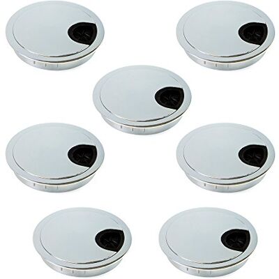 Emuca Lot de 7 Passe-câbles Ronds Encastrables Diamètre 80mm pour Bureau en Zamac Chromé - Publicité Emuca Lot de 7 Passe-câbles Ronds Encastrables Diamètre 80mm pour Bureau en Zamac Chromé - Publicité