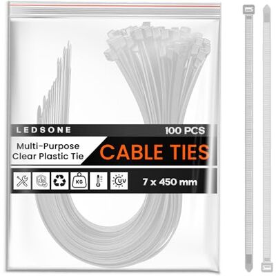LEDSone Lot de 100 attaches de câble blanches en nylon 7 mm x 450 mm Multi-usage Mécanisme autobloquant sécurisé pour la maison, le jardin, le bureau, les clôtures de liaison, les auvents et les - Publicité LEDSone Lot de 100 attaches de câble blanches en nylon 7 mm x 450 mm Multi-usage Mécanisme autobloquant sécurisé pour la maison, le jardin, le bureau, les clôtures de liaison, les auvents et les - Publicité