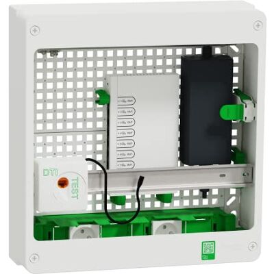Schneider Electric Resi9 Coffret VDI 18M2R Switch 9ports PoE 2 prises grade 3TV 8xRJ45 cat6a R9H18402VDIXS - Publicité Schneider Electric Resi9 Coffret VDI 18M2R Switch 9ports PoE 2 prises grade 3TV 8xRJ45 cat6a R9H18402VDIXS - Publicité