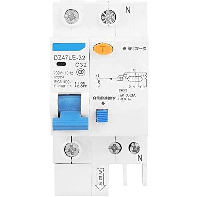 Hililand Disjoncteur différentiel, Disjoncteur de protection contre les courants de fuite 30 mA 230 V DZ47LE-32 1P + N C32, Disjoncteur FI - Publicité Hililand Disjoncteur différentiel, Disjoncteur de protection contre les courants de fuite 30 mA 230 V DZ47LE-32 1P + N C32, Disjoncteur FI - Publicité