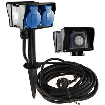 ChiliTec Prise de Jardin Prise extérieure avec minuterie Câble de 10 m Piquet de Terre IP44 230 V Distributeur de Courant approuvé pour Une Utilisation Durable en extérieur - Publicité ChiliTec Prise de Jardin Prise extérieure avec minuterie Câble de 10 m Piquet de Terre IP44 230 V Distributeur de Courant approuvé pour Une Utilisation Durable en extérieur - Publicité