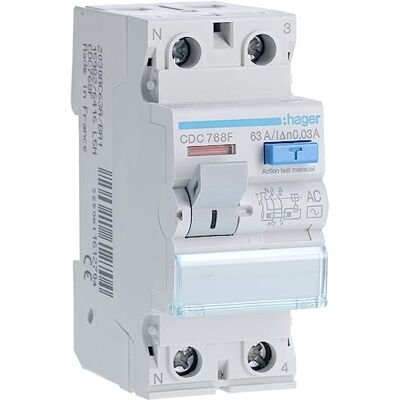 Hager interrupteur différentiel 63a 30 ma 2 pôles type ac vis / vis - Publicité Hager interrupteur différentiel 63a 30 ma 2 pôles type ac vis / vis - Publicité