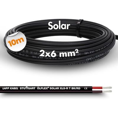 Lapp 10 mètres de câble solaire ÖLFLEX SOLAR XLS-R T 2X6 mm² BK/RD Câble solaire jumelé - Publicité Lapp 10 mètres de câble solaire ÖLFLEX SOLAR XLS-R T 2X6 mm² BK/RD Câble solaire jumelé - Publicité