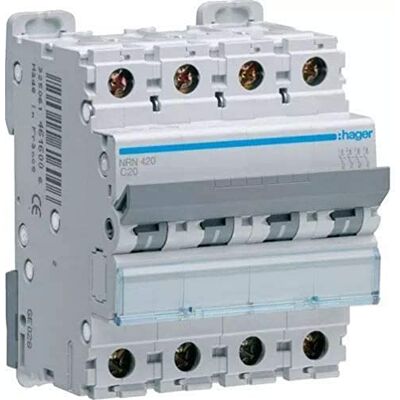 Hager Int.aut.serie NRN 4P 20A C-25kA - Publicité Hager Int.aut.serie NRN 4P 20A C-25kA - Publicité
