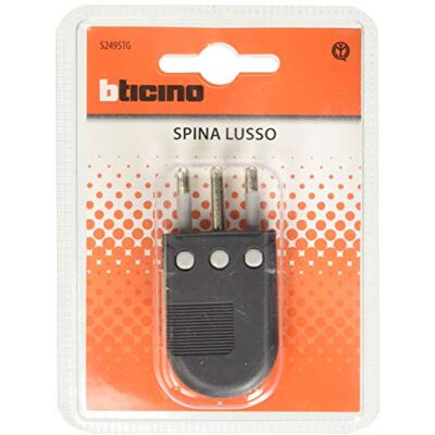 Bticino S2495TA Prise volante 2P+T 10 A, gain de place, sortie de câble réglable sur 3 positions, couleur ivoire, gris, S2495TG - Publicité Bticino S2495TA Prise volante 2P+T 10 A, gain de place, sortie de câble réglable sur 3 positions, couleur ivoire, gris, S2495TG - Publicité