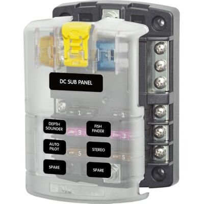 Blue Sea Systems Bloc fusible, ATC, 6 Ckt, w/Neg BusCvr - Publicité Blue Sea Systems Bloc fusible, ATC, 6 Ckt, w/Neg BusCvr - Publicité