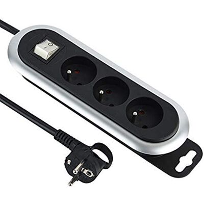 Electraline 30931 Bloc 3 Prises, enrouleur de câble, avec interrupteur et fiche plate. Rallonge Multiprise 3 m. , Noir - Publicité Electraline 30931 Bloc 3 Prises, enrouleur de câble, avec interrupteur et fiche plate. Rallonge Multiprise 3 m. , Noir - Publicité