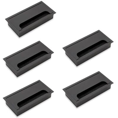 Emuca Lot de 5 Passe-câbles pour tables Quadrum, rectangulaires, 160x80mm, à encastrer, Aluminium, Peint en noir - Publicité Emuca Lot de 5 Passe-câbles pour tables Quadrum, rectangulaires, 160x80mm, à encastrer, Aluminium, Peint en noir - Publicité