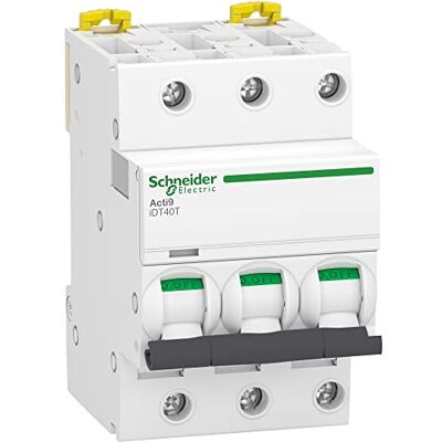 Schneider Electric Acti9 iDT40T disjoncteur modulaire 3P 6A courbe C 4500A/6kA A9P22306 - Publicité Schneider Electric Acti9 iDT40T disjoncteur modulaire 3P 6A courbe C 4500A/6kA A9P22306 - Publicité