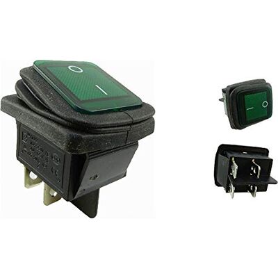 ChiliTec Interrupteur à bascule étanche 2 pôles (4 broches) ON-OFF 250 V 16 A Éclairage vert (1) - Publicité ChiliTec Interrupteur à bascule étanche 2 pôles (4 broches) ON-OFF 250 V 16 A Éclairage vert (1) - Publicité