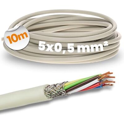 Lapp 10 mètres 0034605 LiYCY Câble de commande blindé 5 x 0,5 mm² I Câble de données en PVC gris I Câble de connexion LED I Câble de commande 5 fils pour armoires électriques - Publicité Lapp 10 mètres 0034605 LiYCY Câble de commande blindé 5 x 0,5 mm² I Câble de données en PVC gris I Câble de connexion LED I Câble de commande 5 fils pour armoires électriques - Publicité