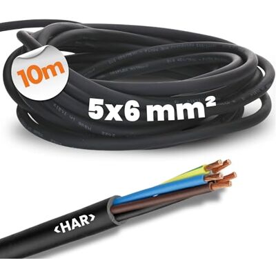 Lapp 16001313 H07RN-F 5 x 6 mm² Câble en caoutchouc flexible avec conducteur de protection Câble résistant aux UV pour l'extérieur Résistant à l'huile Résistant au froid Câble de - Publicité Lapp 16001313 H07RN-F 5 x 6 mm² Câble en caoutchouc flexible avec conducteur de protection Câble résistant aux UV pour l'extérieur Résistant à l'huile Résistant au froid Câble de - Publicité